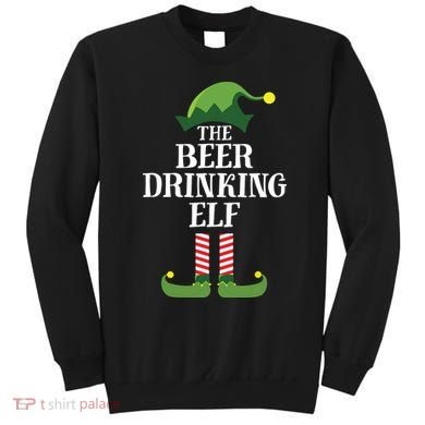 Beer Drinking Elf Matching Family Group Christmas Party Sweatshirt
