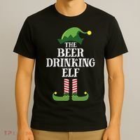 Beer Drinking Elf Matching Family Group Christmas Party T-Shirt thumb 3