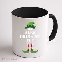 Beer Drinking Elf Matching Family Group Christmas Party Coffee Mug thumb 1