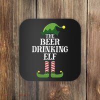 Beer Drinking Elf Matching Family Group Christmas Party Coaster thumb 0