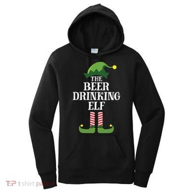 Beer Drinking Elf Matching Family Group Christmas Party Women's Hoodie