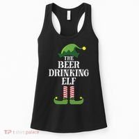 Beer Drinking Elf Matching Family Group Christmas Party Women's Tank Top thumb 0