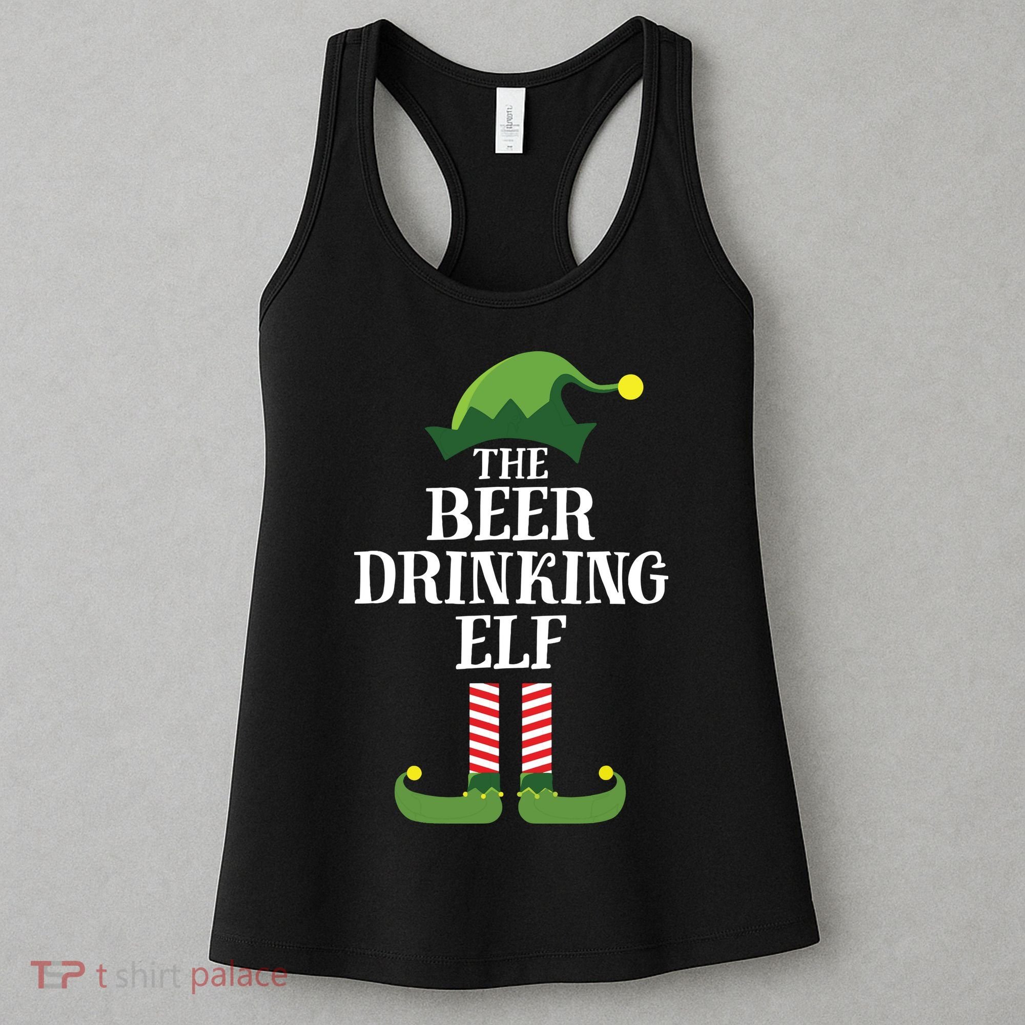 Beer Drinking Elf Matching Family Group Christmas Party Women's Tank Top