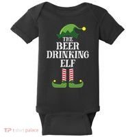 Beer Drinking Elf Matching Family Group Christmas Party Baby Bodysuit thumb 0