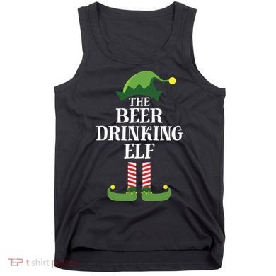 Beer Drinking Elf Matching Family Group Christmas Party Tank Top