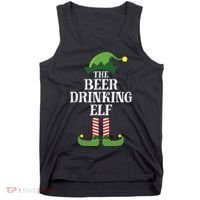 Beer Drinking Elf Matching Family Group Christmas Party Tank Top thumb 0