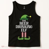 Beer Drinking Elf Matching Family Group Christmas Party Tank Top thumb 2