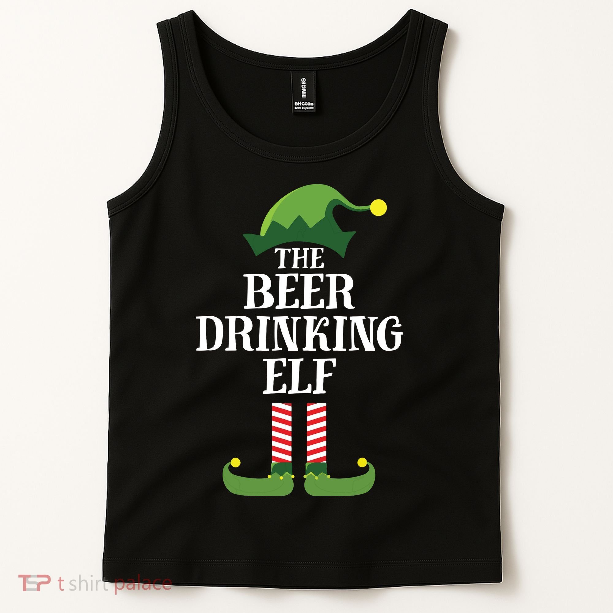 Beer Drinking Elf Matching Family Group Christmas Party Tank Top