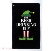 Beer Drinking Elf Matching Family Group Christmas Party Golf Towel thumb 0