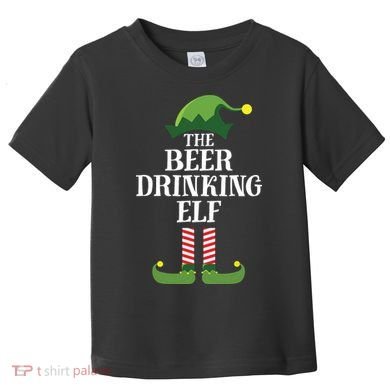Beer Drinking Elf Matching Family Group Christmas Party Toddler T-Shirt