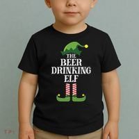 Beer Drinking Elf Matching Family Group Christmas Party Toddler T-Shirt thumb 2