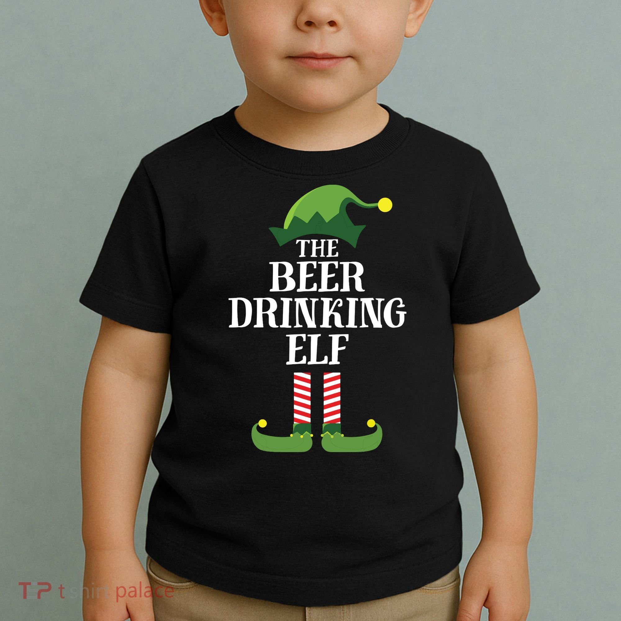 Beer Drinking Elf Matching Family Group Christmas Party Toddler T-Shirt