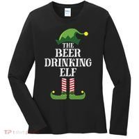 Beer Drinking Elf Matching Family Group Christmas Party Women's Long Sleeve Shirt thumb 0