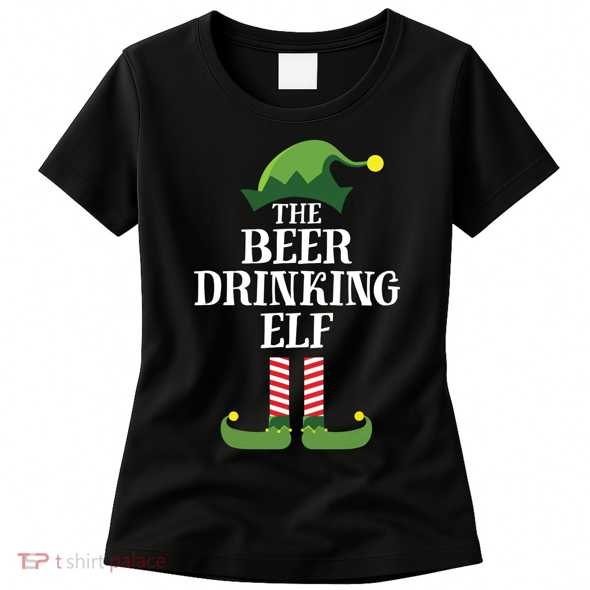 Beer Drinking Elf Matching Family Group Christmas Party Women's T-Shirt