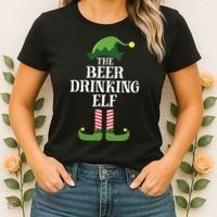 Beer Drinking Elf Matching Family Group Christmas Party Women's T-Shirt thumb 2