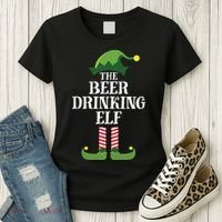 Beer Drinking Elf Matching Family Group Christmas Party Women's T-Shirt thumb 3