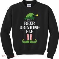 Beer Drinking Elf Matching Family Group Christmas Party Kids Sweatshirt thumb 0