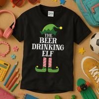 Beer Drinking Elf Matching Family Group Christmas Party Kids T-Shirt thumb 3