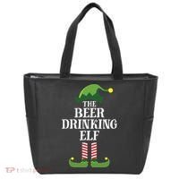 Beer Drinking Elf Matching Family Group Christmas Party Tote Bag thumb 0