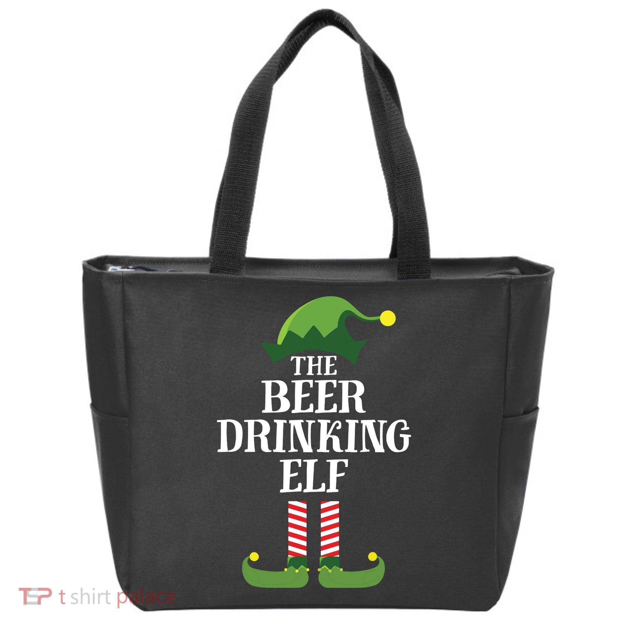Beer Drinking Elf Matching Family Group Christmas Party Tote Bag