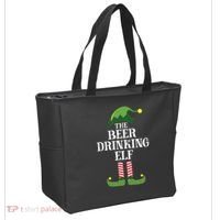 Beer Drinking Elf Matching Family Group Christmas Party Tote Bag thumb 2