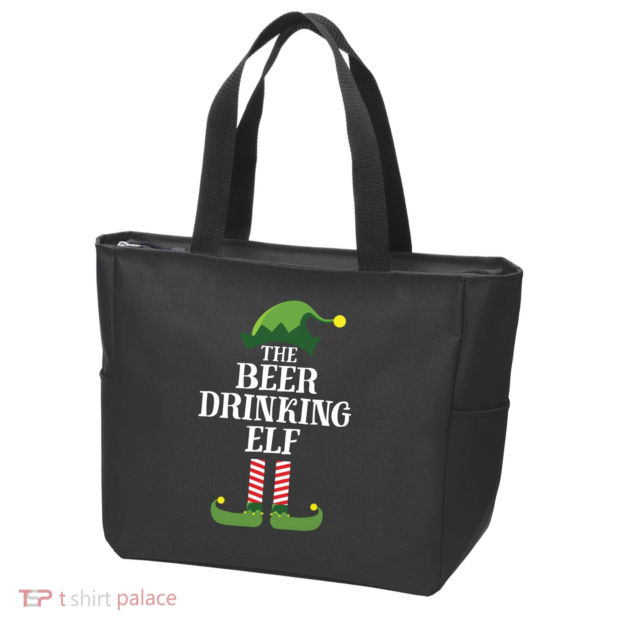 Beer Drinking Elf Matching Family Group Christmas Party Tote Bag