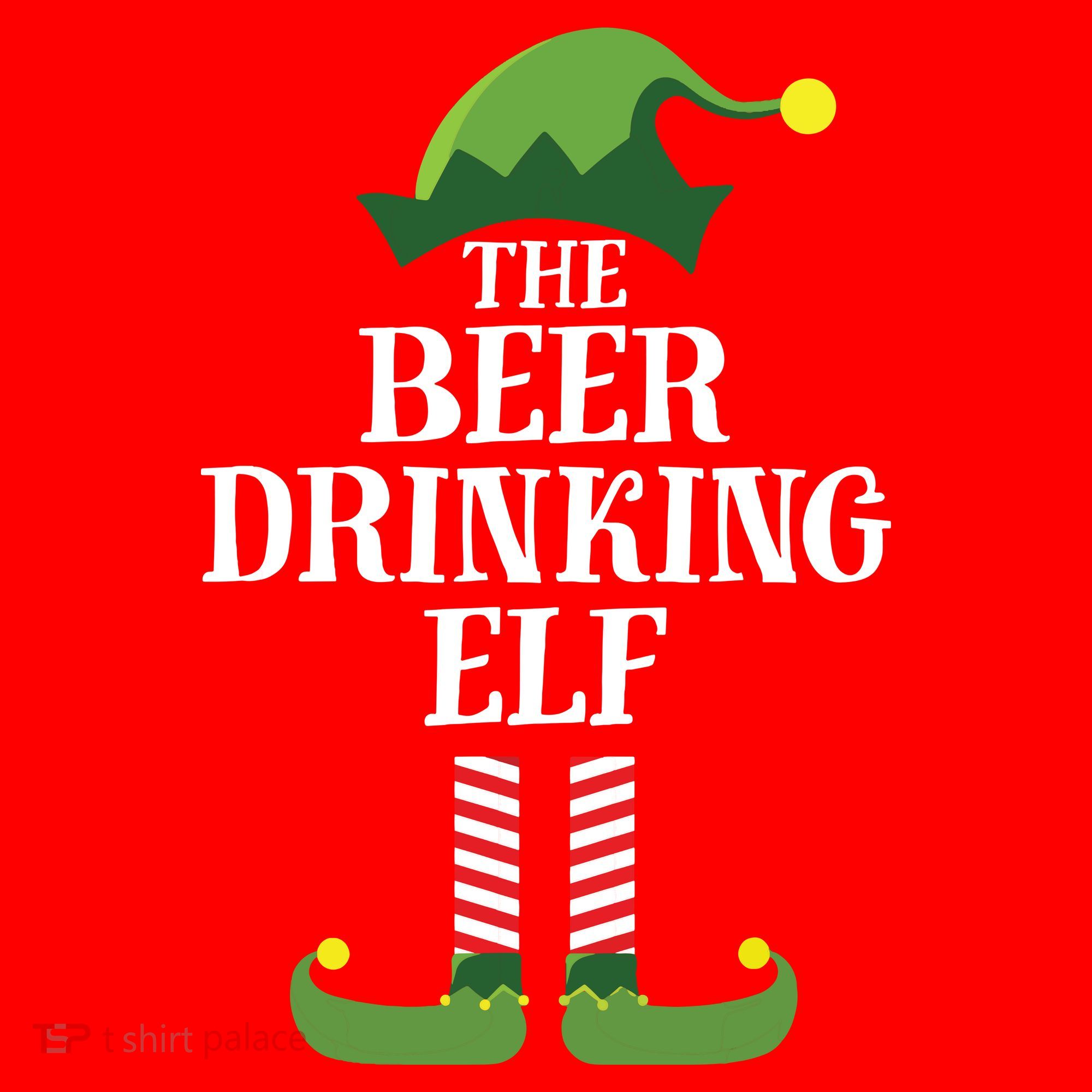 Beer Drinking Elf Matching Family Group Christmas Party Santa Hat