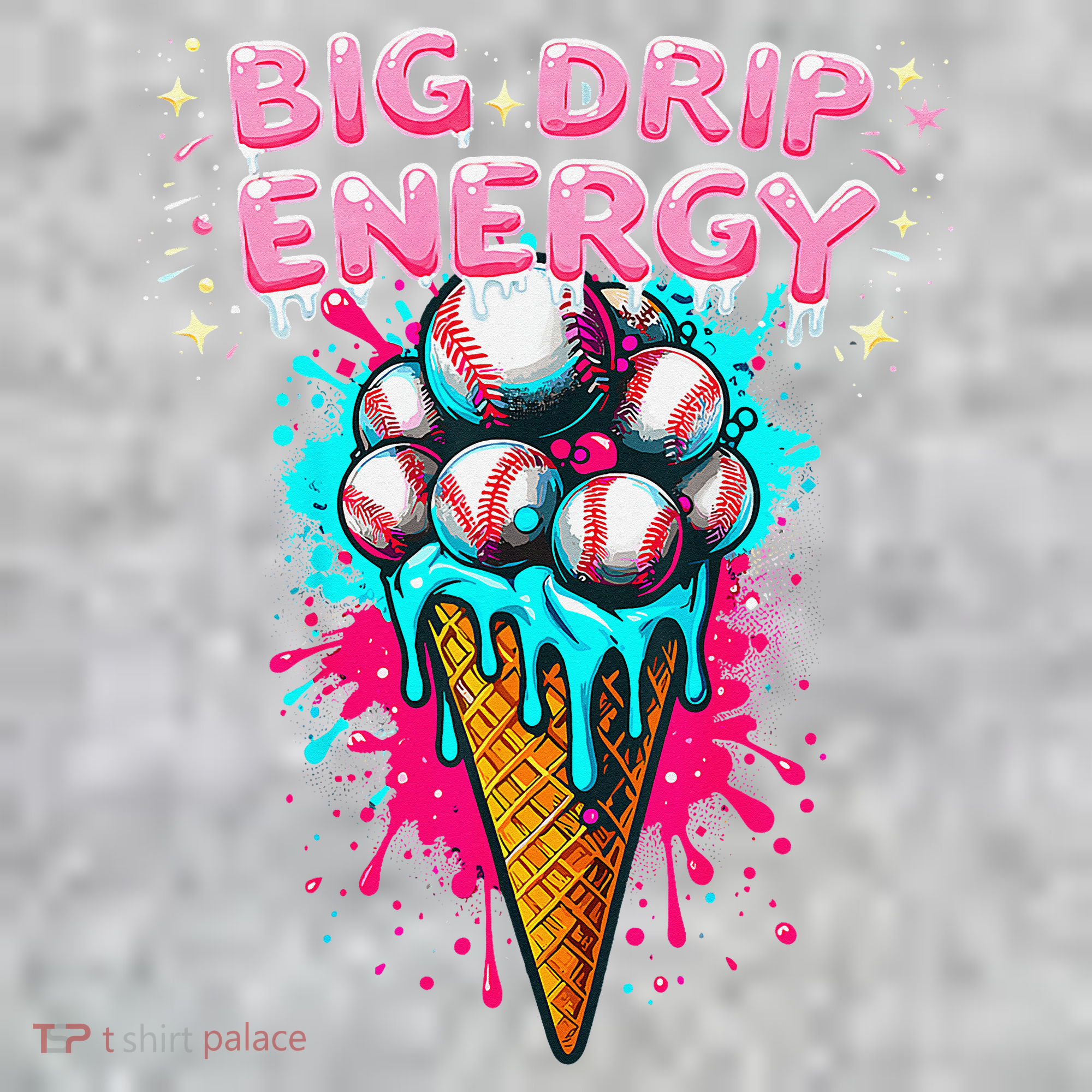 Big Drip Energy Ice Cream Baseball Funny Summer Vibes The Baniff Cuffed Pom Beanie