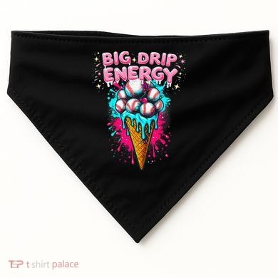 Big Drip Energy Ice Cream Baseball Funny Summer Vibes USA-Made Doggie Bandana