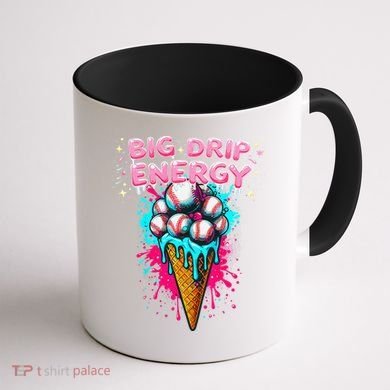 Big Drip Energy Ice Cream Baseball Funny Summer Vibes Coffee Mug back