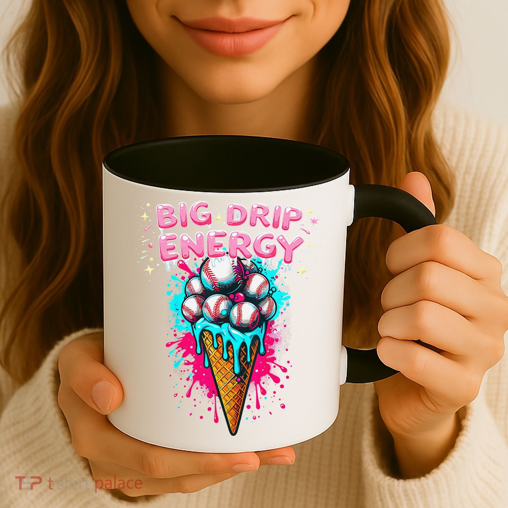 Big Drip Energy Ice Cream Baseball Funny Summer Vibes Coffee Mug