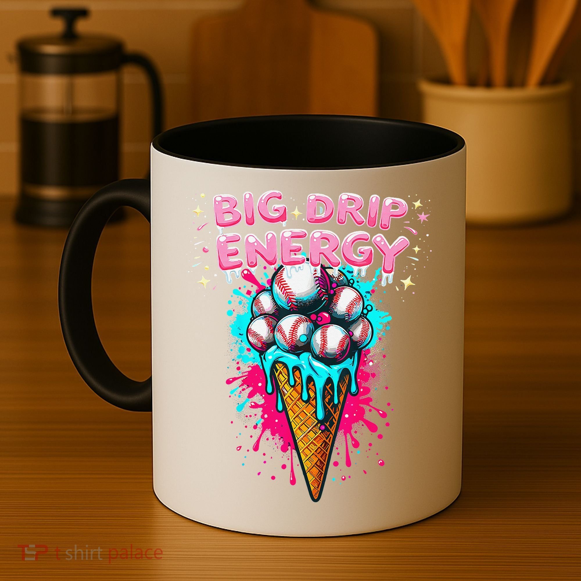 Big Drip Energy Ice Cream Baseball Funny Summer Vibes Coffee Mug