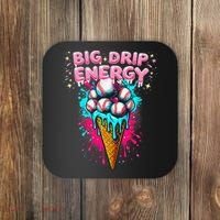 Big Drip Energy Ice Cream Baseball Funny Summer Vibes Coaster thumb 0