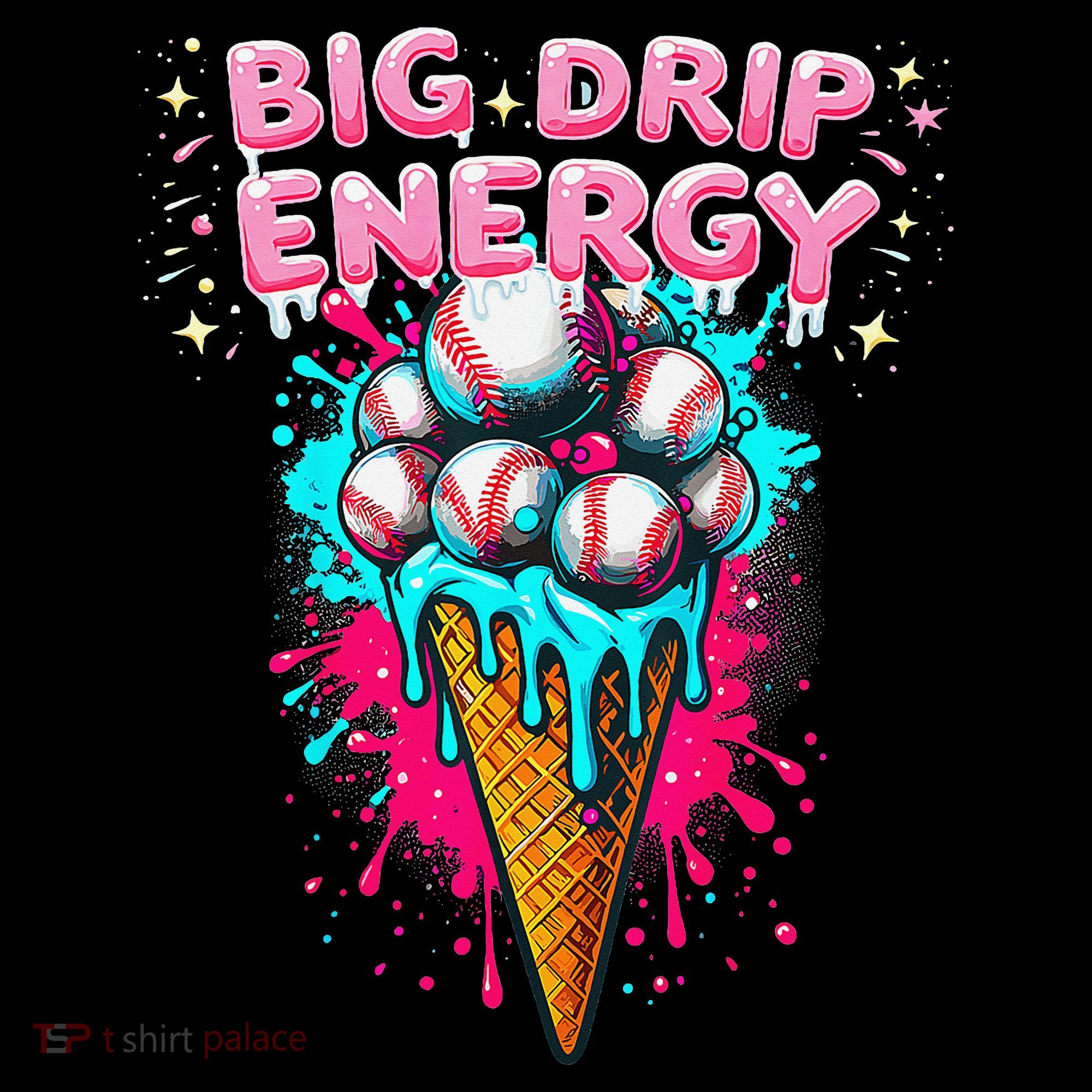 Big Drip Energy Ice Cream Baseball Funny Summer Vibes Women's Hoodie