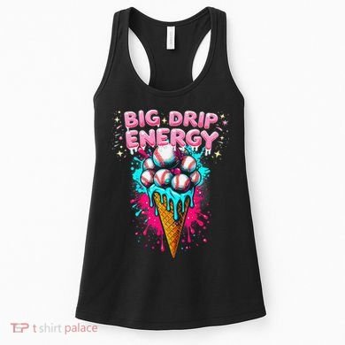 Big Drip Energy Ice Cream Baseball Funny Summer Vibes Women's Tank Top