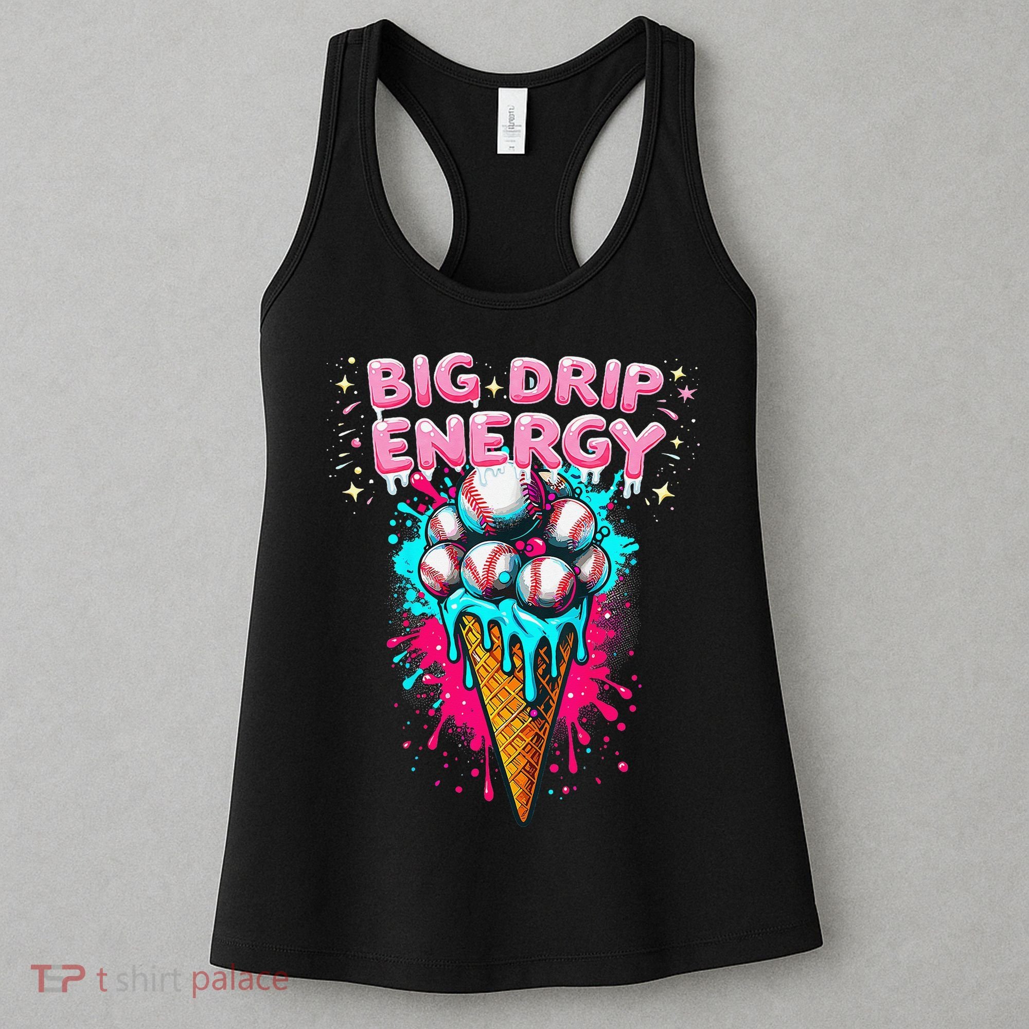 Big Drip Energy Ice Cream Baseball Funny Summer Vibes Women's Tank Top