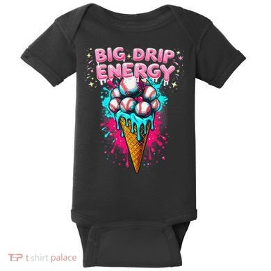 Big Drip Energy Ice Cream Baseball Funny Summer Vibes Baby Bodysuit