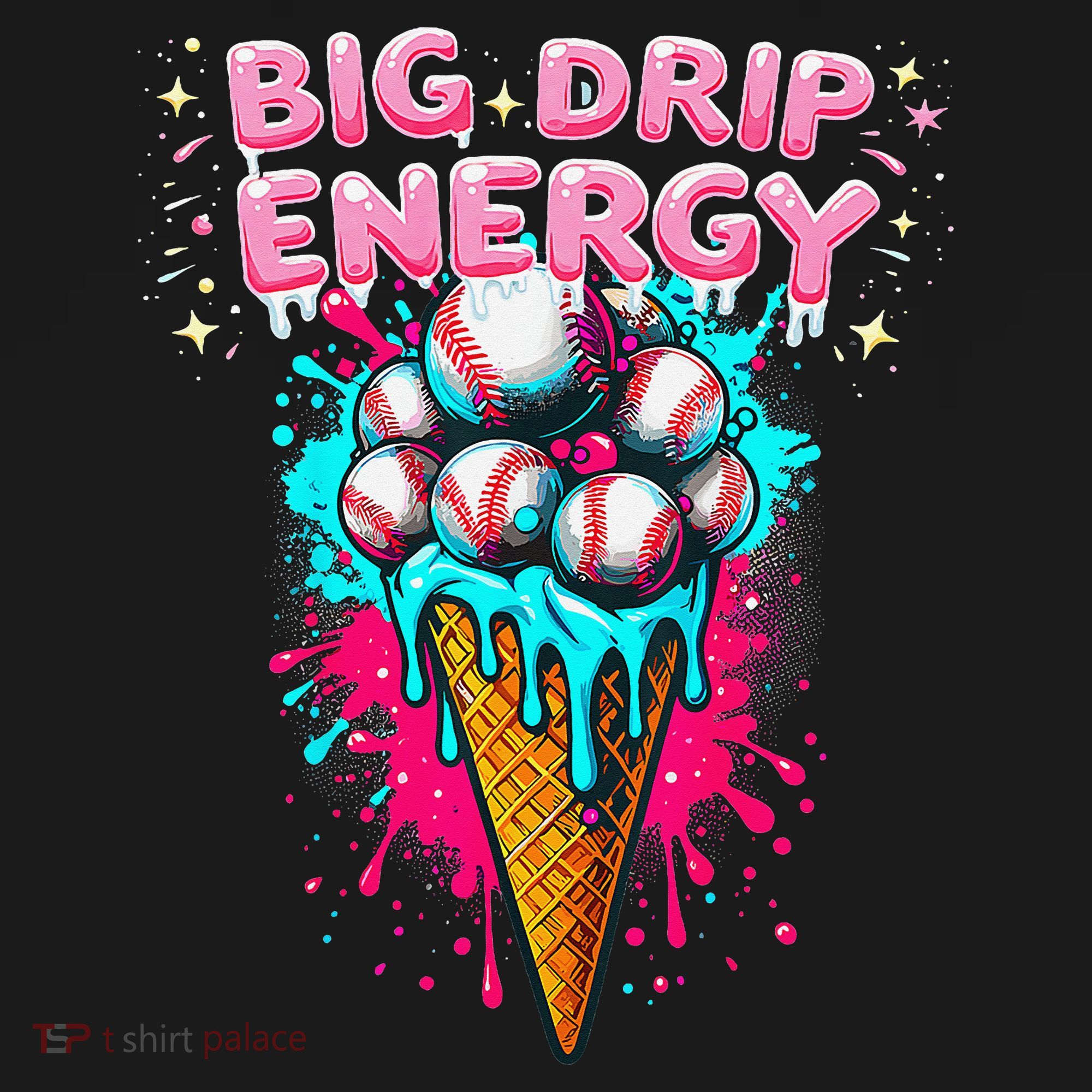 Big Drip Energy Ice Cream Baseball Funny Summer Vibes Baby Bodysuit