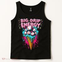 Big Drip Energy Ice Cream Baseball Funny Summer Vibes Tank Top thumb 2