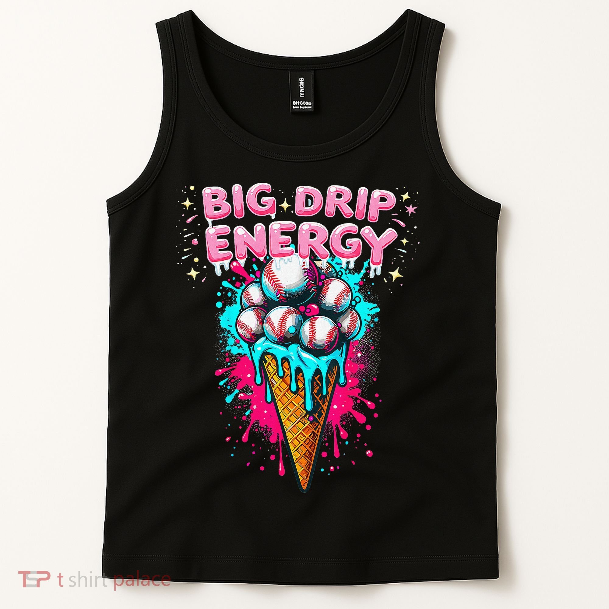 Big Drip Energy Ice Cream Baseball Funny Summer Vibes Tank Top