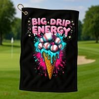 Big Drip Energy Ice Cream Baseball Funny Summer Vibes Golf Towel thumb 1