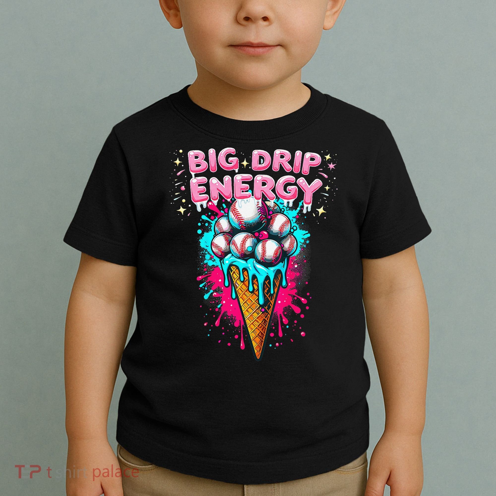 Big Drip Energy Ice Cream Baseball Funny Summer Vibes Toddler T-Shirt
