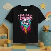 Big Drip Energy Ice Cream Baseball Funny Summer Vibes Toddler T-Shirt thumb 3