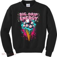 Big Drip Energy Ice Cream Baseball Funny Summer Vibes Kids Sweatshirt thumb 0