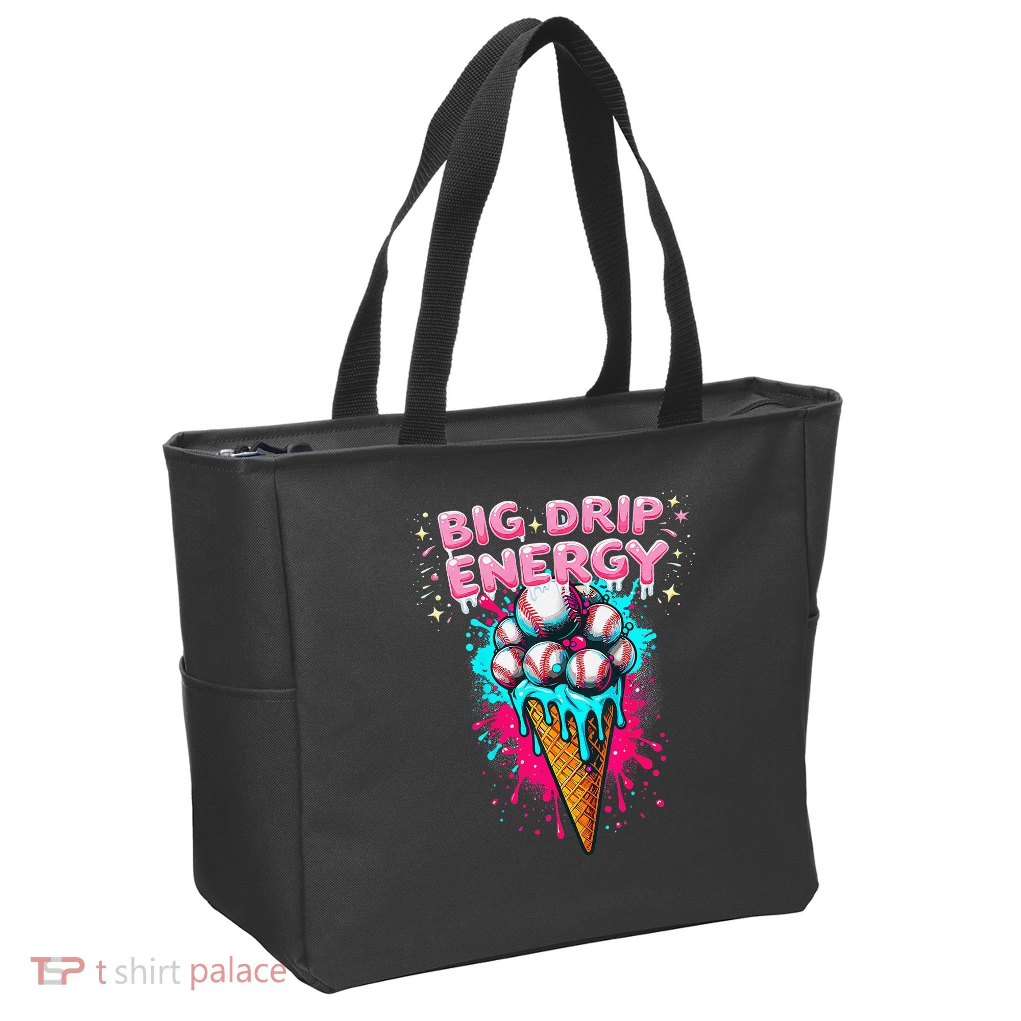 Big Drip Energy Ice Cream Baseball Funny Summer Vibes Tote Bag