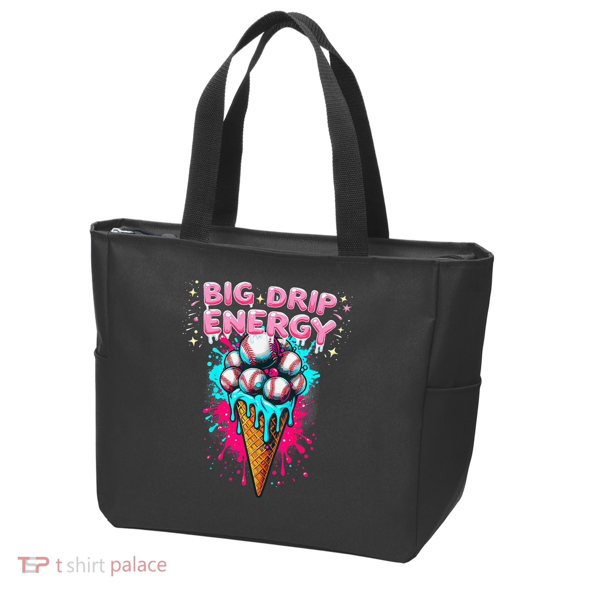Big Drip Energy Ice Cream Baseball Funny Summer Vibes Tote Bag