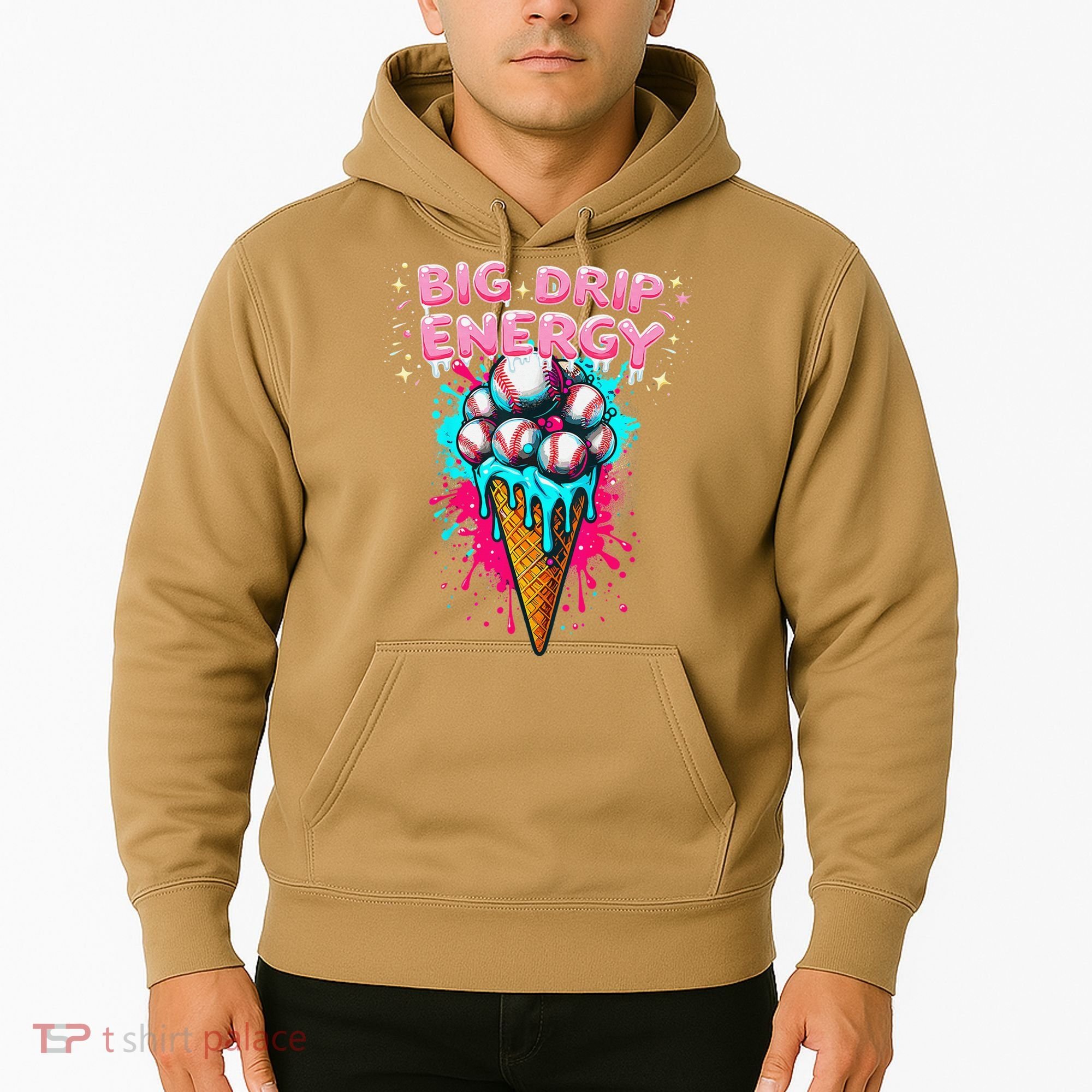 Big Drip Energy Ice Cream Baseball Funny Summer Vibes Hoodie