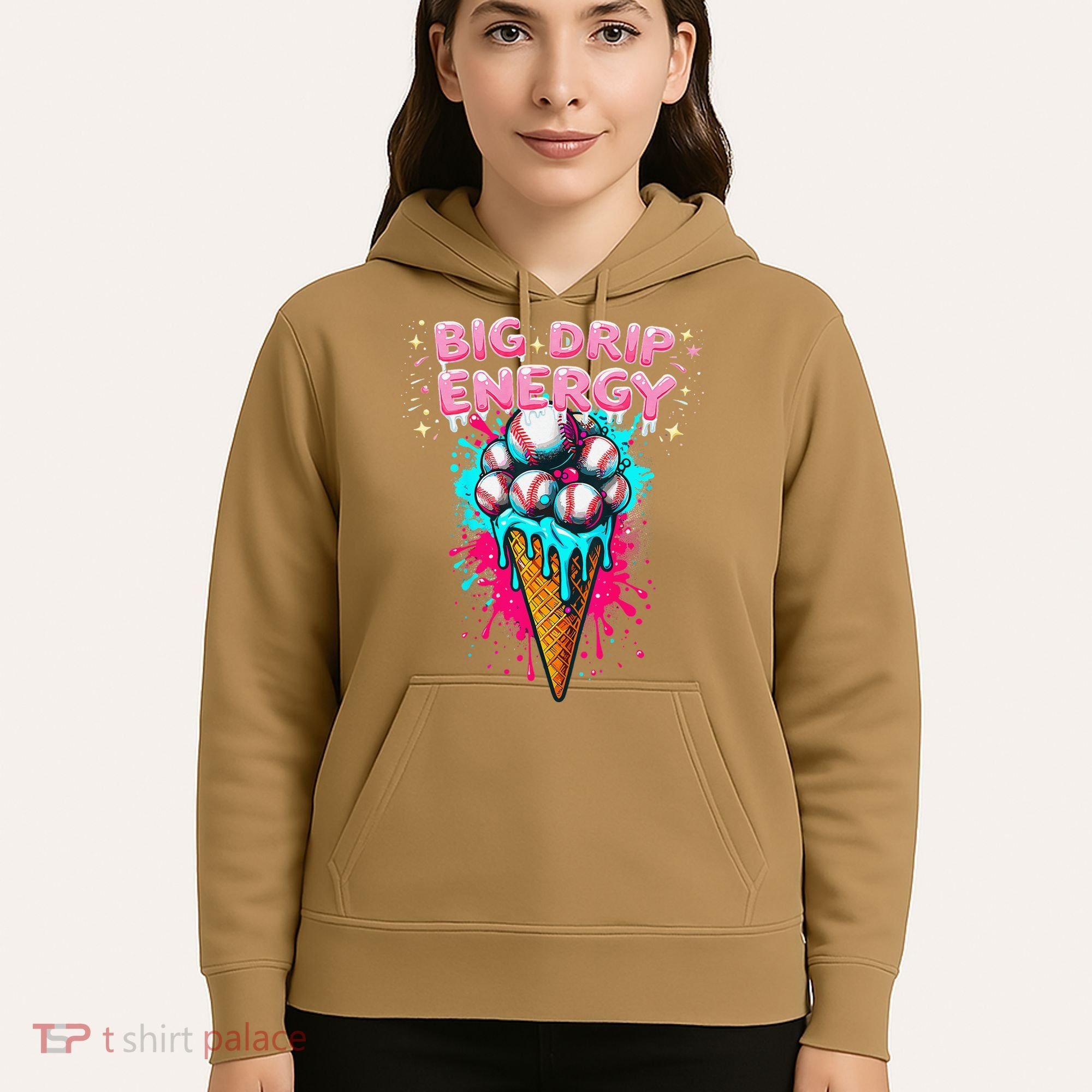 Big Drip Energy Ice Cream Baseball Funny Summer Vibes Hoodie