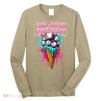 Big Drip Energy Ice Cream Baseball Funny Summer Vibes Long Sleeve Shirt thumb 0
