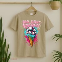 Big Drip Energy Ice Cream Baseball Funny Summer Vibes T-Shirt thumb 2